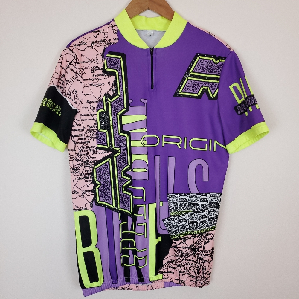 Vintage 80's / 90's Colorful Graphic Print Cycling Jersey